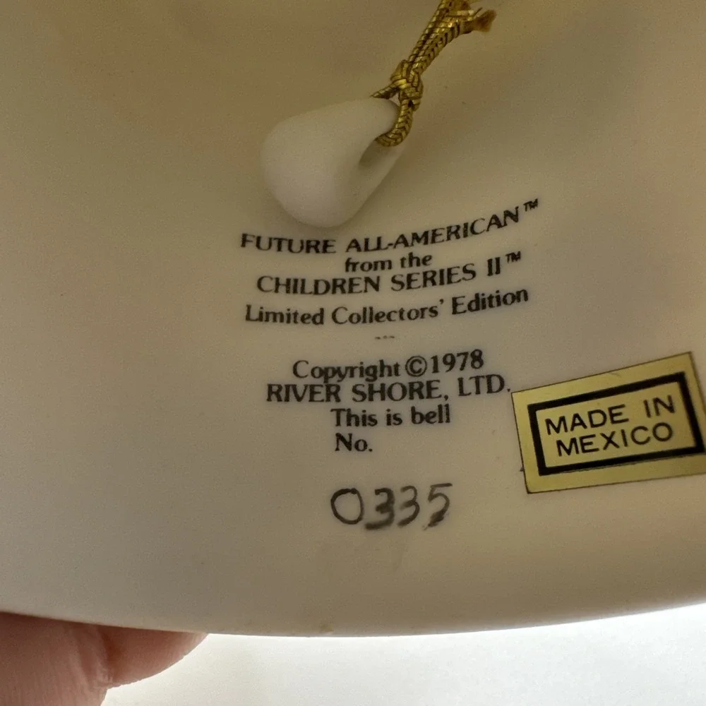 Norman Rockwell bell porcelain figurine river shore future all american football